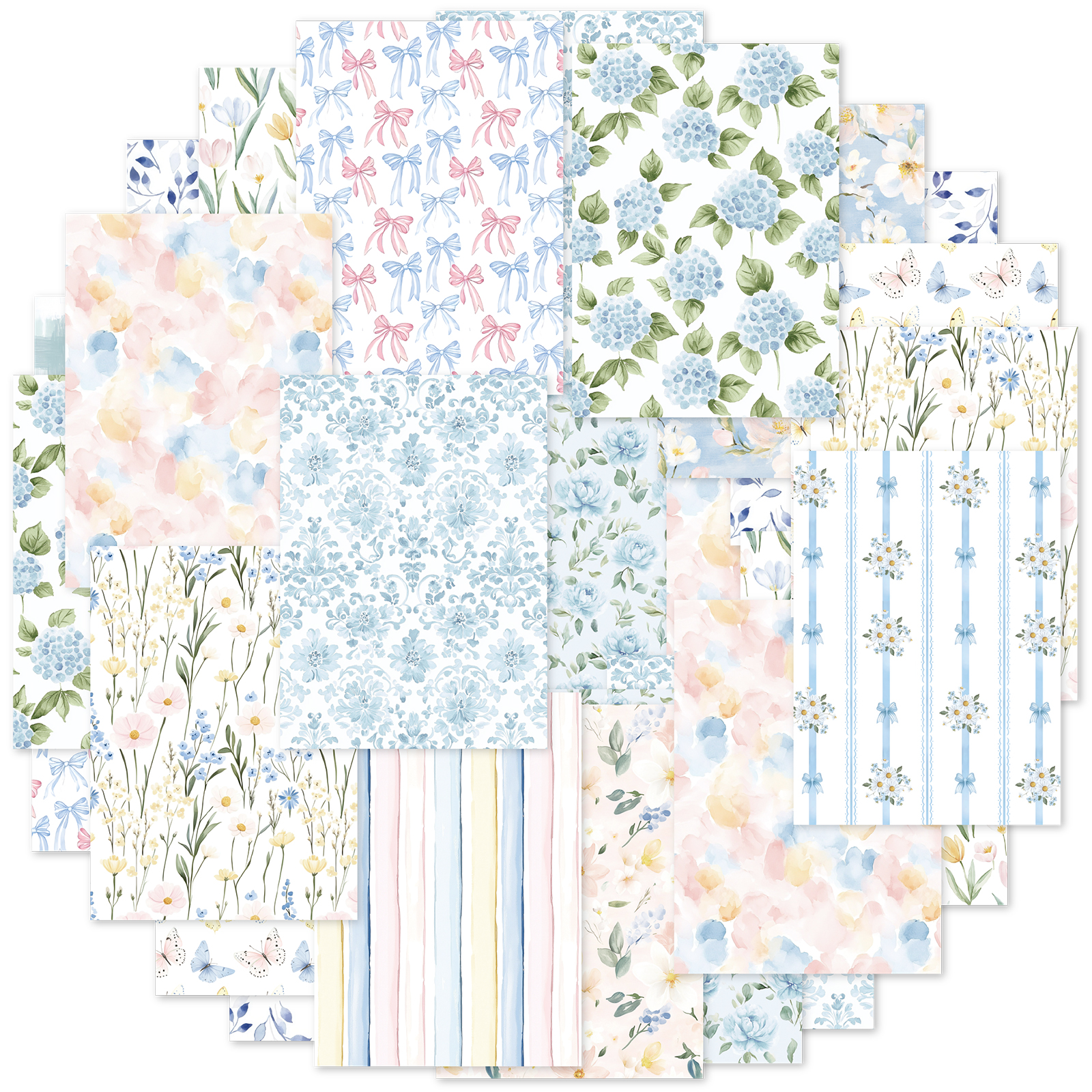 Laptop Accessories Gifts - Etori Life Misty Blue Floral 30Pcs
