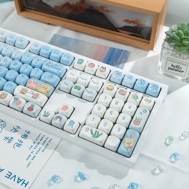 Keyboard Laptop Accessories - Cute SpongeBo SquarePants Mechanical Keyboard Blue