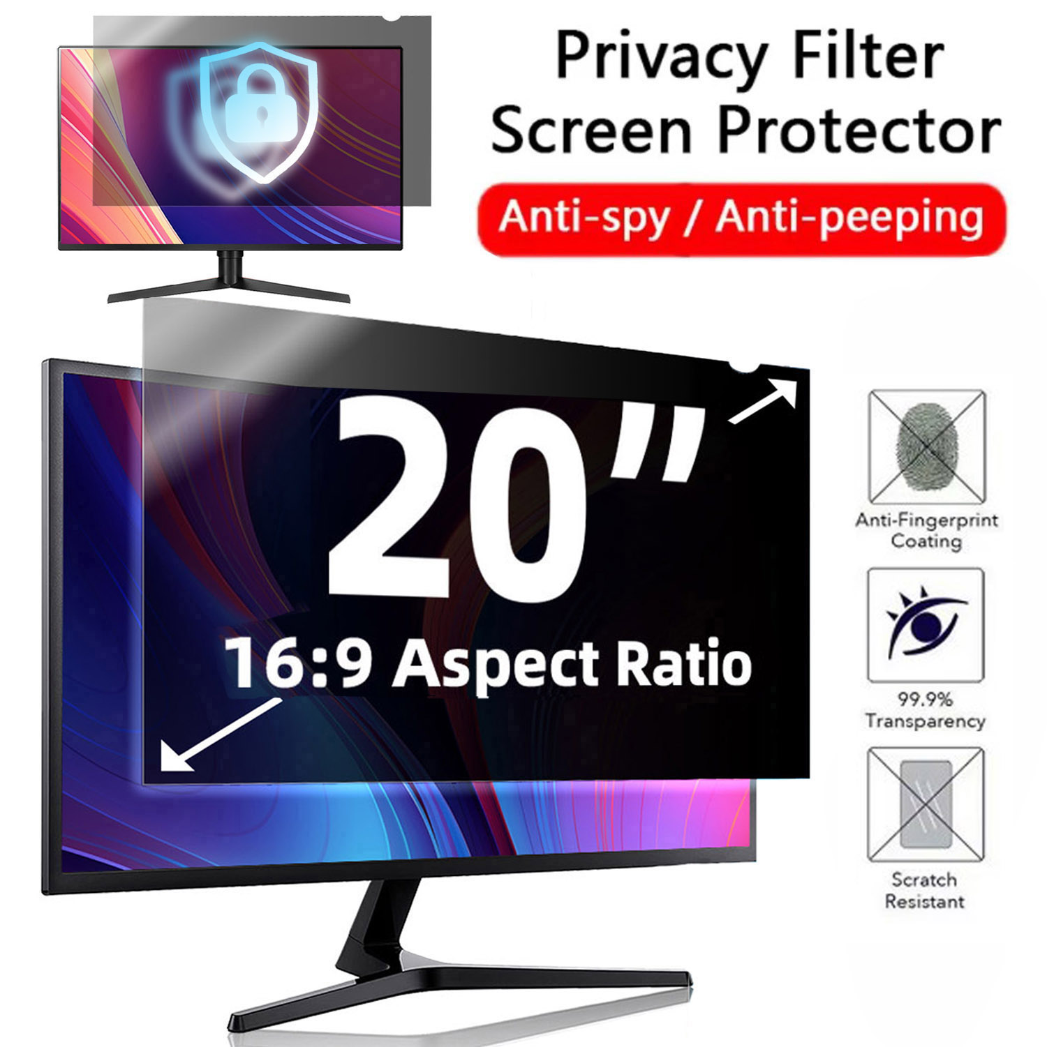 Privacy Screen Filter - 20 Inch Computer Privacy Screen Filter